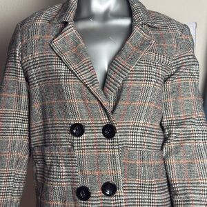 Zara Black and Gray Plaid Blazer